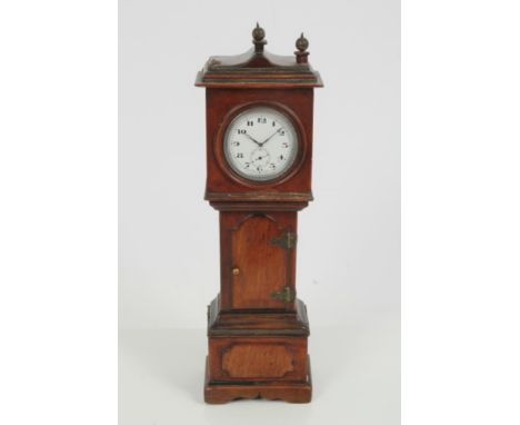 Rudyard Kipling interest - late 19th century fruitwood miniature longcase clock with inset circular enamelled clock movement,