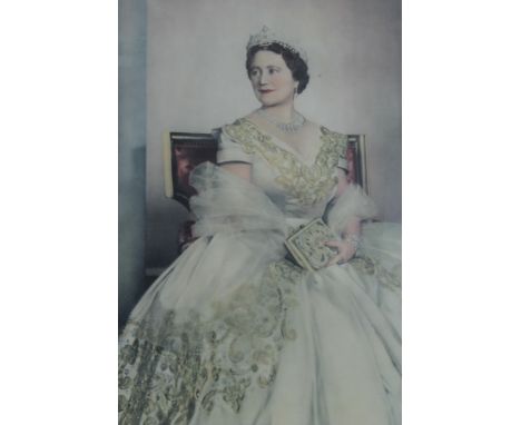HM Queen Elizabeth The Queen Mother - signed Presentation portrait photograph of The Queen Mother wearing a diamond tiara, ne