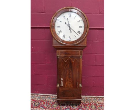 Early 19th century Northern hanging wall clock, altered eighteen inch silvered circular dial, eight day timepiece movement, i