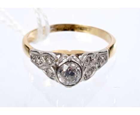 1930s diamond single stone ring with an old cut diamond estimated to weigh approximately 0.40 carats, in rub-over setting wit