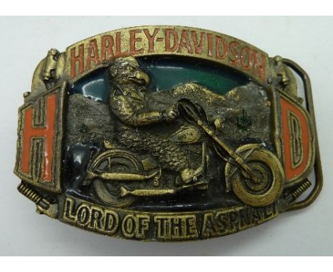 A Harley-Davidson belt buckle