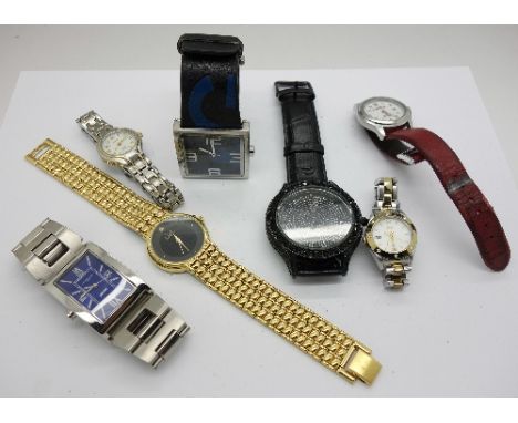 Seven wristwatches including D & G, Limit and Timex