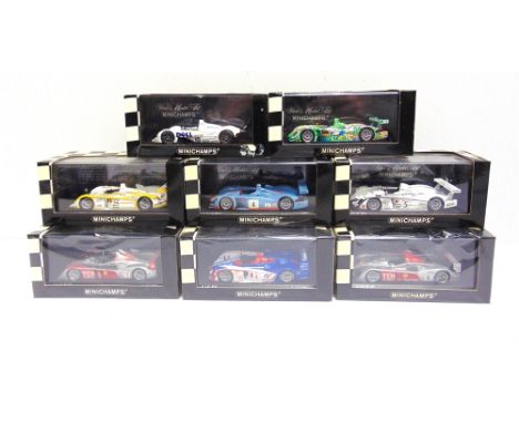 EIGHT 1/43 SCALE MINICHAMPS DIECAST MODEL RACING CARS  comprising a No.430 992915, B.M.W. V12 LMR, Martini / Dalmas / Winkelh