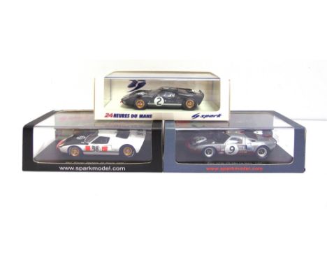 THREE 1/43 SCALE SPARK (MINIMAX) RESIN MODEL RACING CARS  comprising a No.43DA66, Ford GT40 Mk 2, Winner Daytona 24 Hours 196