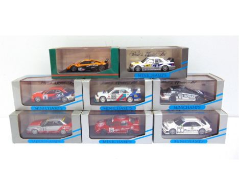 EIGHT 1/43 SCALE MINICHAMPS DIECAST MODEL RACING CARS  comprising a No.3120, Mercedes 190 E Evo 2, MS-Jet, Biela; No.933111, 