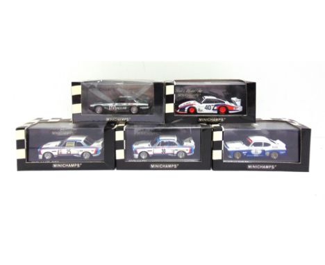 FIVE 1/43 SCALE MINICHAMPS DIECAST MODEL RACING CARS  comprising a No.400 058000, Ford Capri RS 3100, Class Winner P. Muecke,