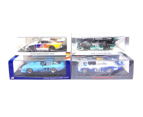 FOUR 1/43 SCALE SPARK (MINIMAX) RESIN MODEL RACING CARS  comprising a No.S1556, Renault-Alpine A442, Le Mans 1977; No.US048, 