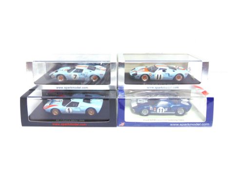FOUR 1/43 SCALE SPARK (MINIMAX) RESIN MODEL RACING CARS  comprising a No.US250, Ford GT40, 2nd 12H Sebring 1965; No.S4075, Fo