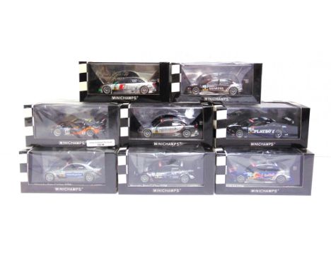 EIGHT 1/43 SCALE MINICHAMPS DIECAST MODEL RACING CARS  comprising a No.400 041422, Audi A4, Audi SportTeam Joest, R. Capello,