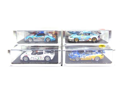 FOUR 1/43 SCALE SPARK (MINIMAX) RESIN MODEL RACING CARS  comprising a No.S0918, Porsche GT3 RSR, Seikel Motorsport no.83 Le M
