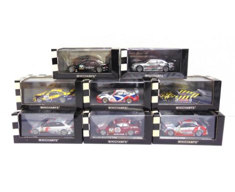 EIGHT 1/43 SCALE MINICHAMPS DIECAST MODEL RACING CARS  comprising a No.400 036886, Gunnar-Porsche G99, Petty / Baron / Lewis,