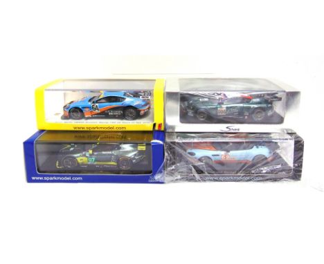 FOUR 1/43 SCALE SPARK (MINIMAX) RESIN MODEL RACING CARS  comprising a No.S1207, Aston Martin DBR9, A.M.R. Larbre Competition 