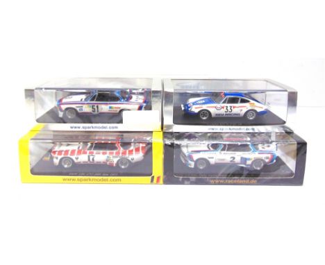 FOUR 1/43 SCALE SPARK (MINIMAX) RESIN MODEL RACING CARS  comprising a No.S0892, Porsche 911 S, no.33 Le Mans 1971; No.SB038, 