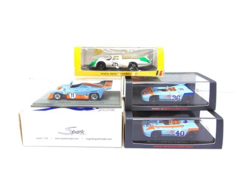 FOUR 1/43 SCALE SPARK (MINIMAX) RESIN MODEL RACING CARS  comprising a No.SB037, Porsche 908, no.25 Winner 1000km of Spa-Franc
