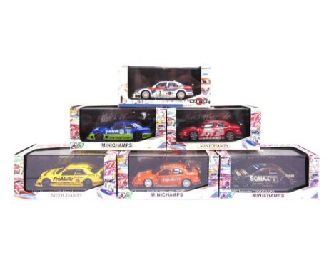 SIX 1/43 SCALE MINICHAMPS DIECAST MODEL RACING CARS  comprising a No.430 950207, Alfa Romeo 155 V6 TI, Presentation, A. Nanni