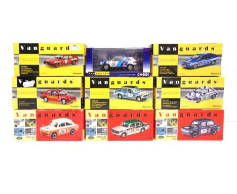 NINE 1/43 SCALE VANGUARDS DIECAST MODEL RACING CARS  comprising a No.VA12202, Ford Merkur XR4Ti, A. Rouse, Winner Trimoco Bri