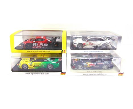 FOUR 1/43 SCALE SPARK (MINIMAX) RESIN MODEL RACING CARS  comprising a No.SB040, Audi R8 LMS, no.2 3rd 24 Hours of Spa 2013; N