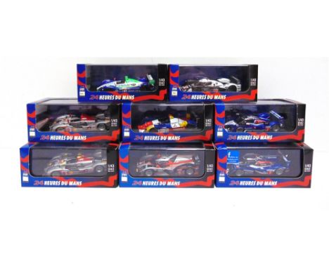 EIGHT 1/43 SCALE IXO DIECAST MODEL RACING CARS  comprising a No.LMM085, Pescarolo C60 Judd, no.17 Winner Class Le Mans 2006; 
