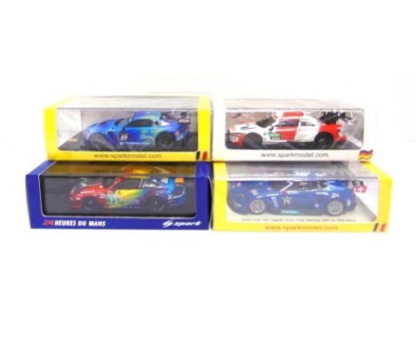 FOUR 1/43 SCALE SPARK (MINIMAX) RESIN MODEL RACING CARS  comprising a No.S3416, Porsche 997 GT3, RSR no.75 Prospeed Competiti