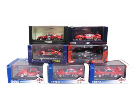 SEVEN 1/43 SCALE EBBRO DIECAST MODEL RACING CARS  comprising a No.285, Tomica Skyline Silhouette, no.11, 1982; No.286, Tomica