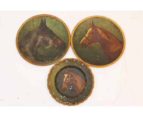 Herbert St John Jones (1870-1939), Pair of painted toleware plaques of the Grand National winners 'Rubio, 1908' and 'Troytown