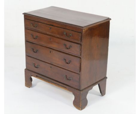 George III mahogany small chest of drawers, circa 1780 with later alterations, the top with a moulded edge over four long gra