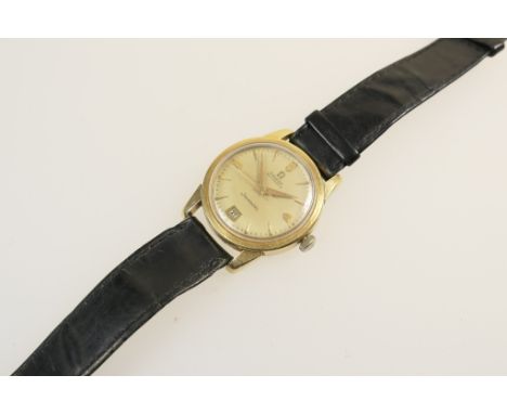 Omega gent's 14ct gold Seamaster automatic wristwatch, circa 1954-55, gold coloured dial with baton numerals, centre sweep se