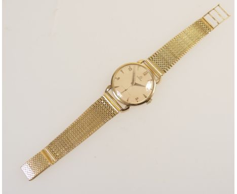 Omega gent's gold plated wristwatch, circa 1965, champagne coloured circular dial with baton and Arabic numerals, subsidiary 