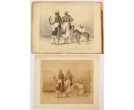 The Hon. Miss Emily Eden (1797-1869), lithograph 'Hawkers to the King of Queda', unframed monochrome, 26cm x 30cm; also a Vic