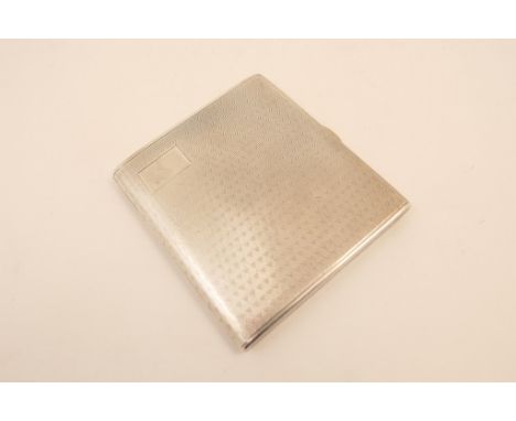 George V silver cigarette case, Chester 1911, square form with engine turned decoration, vacant cartouche, 8cm x 7cm, weight 