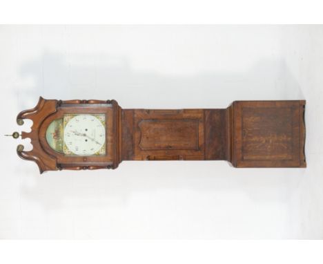 Benjamin Farrer, Pontefract, mahogany and oak eight day longcase clock, early 19th Century, swan neck pediment centred with a