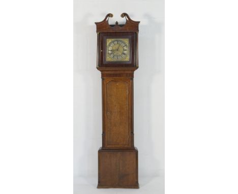 Atkinson, Sheffield, oak and mahogany thirty hour longcase clock, early 19th Century, the hood with swan neck pediment over b