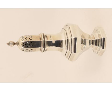 George V silver lighthouse sugar castor, maker C.B & S, Sheffield 1930, of octagonal baluster form, height 23cm, weight appro