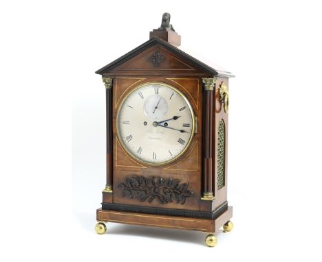 John Gartly, Aberdeen (circa 1780-1810), mahogany and brass inlaid bracket clock, architectural case surmounted with a sphinx