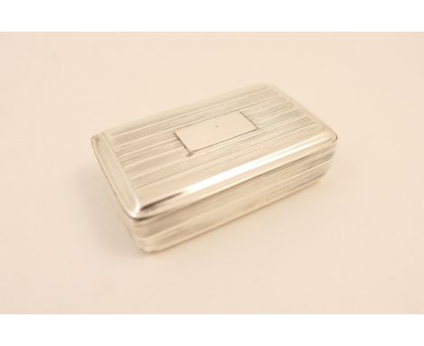 George IV silver snuff box by Thomas Shaw, Birmingham 1823, rectangular form with horizontal banded decoration around a vacan