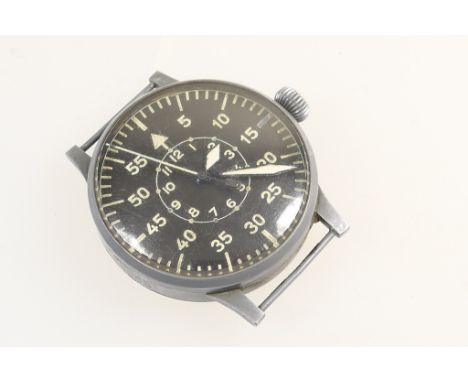 Rare World War II Laco Beobachtungsuhr Luftwaffe pilot's wristwatch, circa 1940s, black 50mm dial with outer seconds and inne