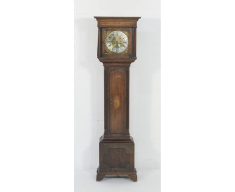 Patterson, London, miniature eight day longcase clock, a marriage to the case, having a hood with cavetto cornice over reeded