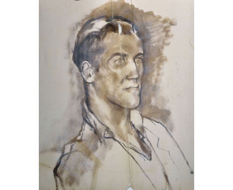 Circle of Augustus Edwin John (1878-1961) British. Portrait of a Man, possibly Thomas Edward Lawrence, Oil on Paper, Unframed