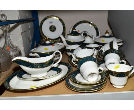ROYAL DOULTON CARLYLE H5018 DINNER AND TEA WARES, to include tea pot, eight tea cups and saucers, twelve side plates, milk, s