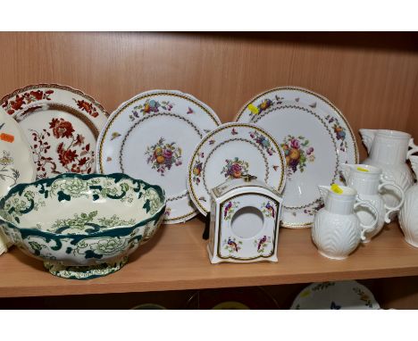 A GROUP OF SPODE, COALPORT AND MASONS CERAMICS, including a Coalport graduated set of four reproduction Caughley mask head ju