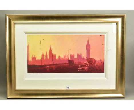 ROLF HARRIS (AUSTRALIAN 1930) 'FIFTIES RUSH HOUR' a limited edition print of a London sunset cityscape 153/195 signed to lowe