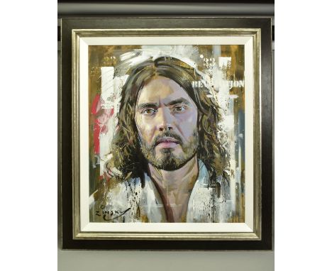 ZINSKY (BRITISH CONTEMPORARY) 'RUSSELL BRAND', head and shoulders portrait of the comedian and TV presenter, signed bottom le