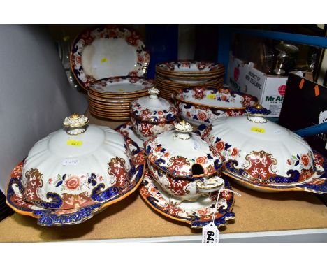 G.L .ASHWORTH &amp; BROS REAL IRONSTONE CHINA PART DINNER SERVICE, to include thirteen dinner plates, four side plates, cover