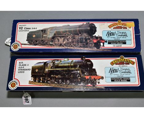 TWO BOXED BACHMANN OO GAUGE LOCOMOTIVES, class 4, No.75023 (31-101), B.R. green livery, Gresley V2 class 'Green Arrow' No.608