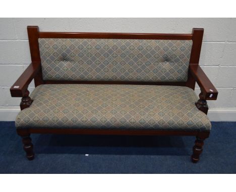 A MODERN STAINED PINE BENCH, width 138cm x depth 61cm x height 96cm