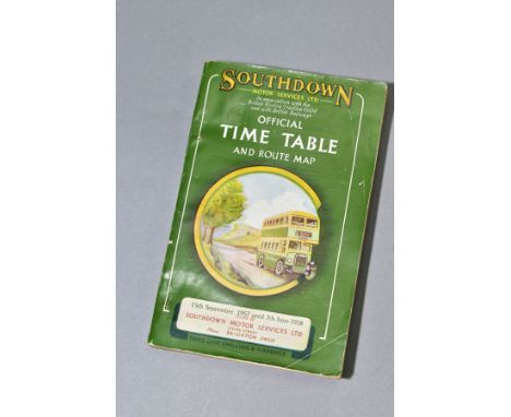 A SOUTHDOWN MOTOR SERVICES LTD OFFICIAL TIME TABLE BOOK, 1957-1958, with a route map