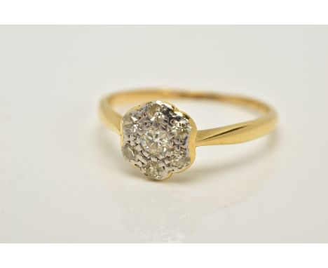 AN EARLY 20TH CENTURY DIAMOND ROUND CLUSTER RING estimated eight and old Swiss cut diamond weight 0.15ct ring size K 1/2, sta