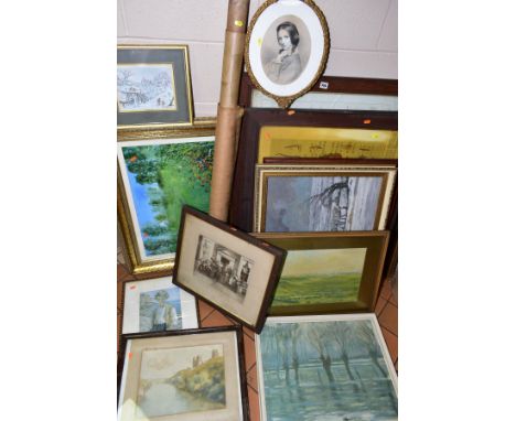 PAINTINGS AND PRINTS ETC, to include Bryan Conway, winter scene of horses in snow covered fields, oil on board, size approxim