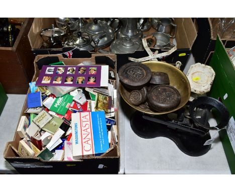 METALWARES ETC, to include pewter teapots, coffee pots, sugar bowls, milk jugs, candlesticks, plated tea, coffee pot, milk an