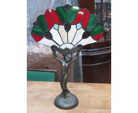 ART STYLE FIGURE FORM TABLE LAMP WITH TIFFANY STYLE SHADE